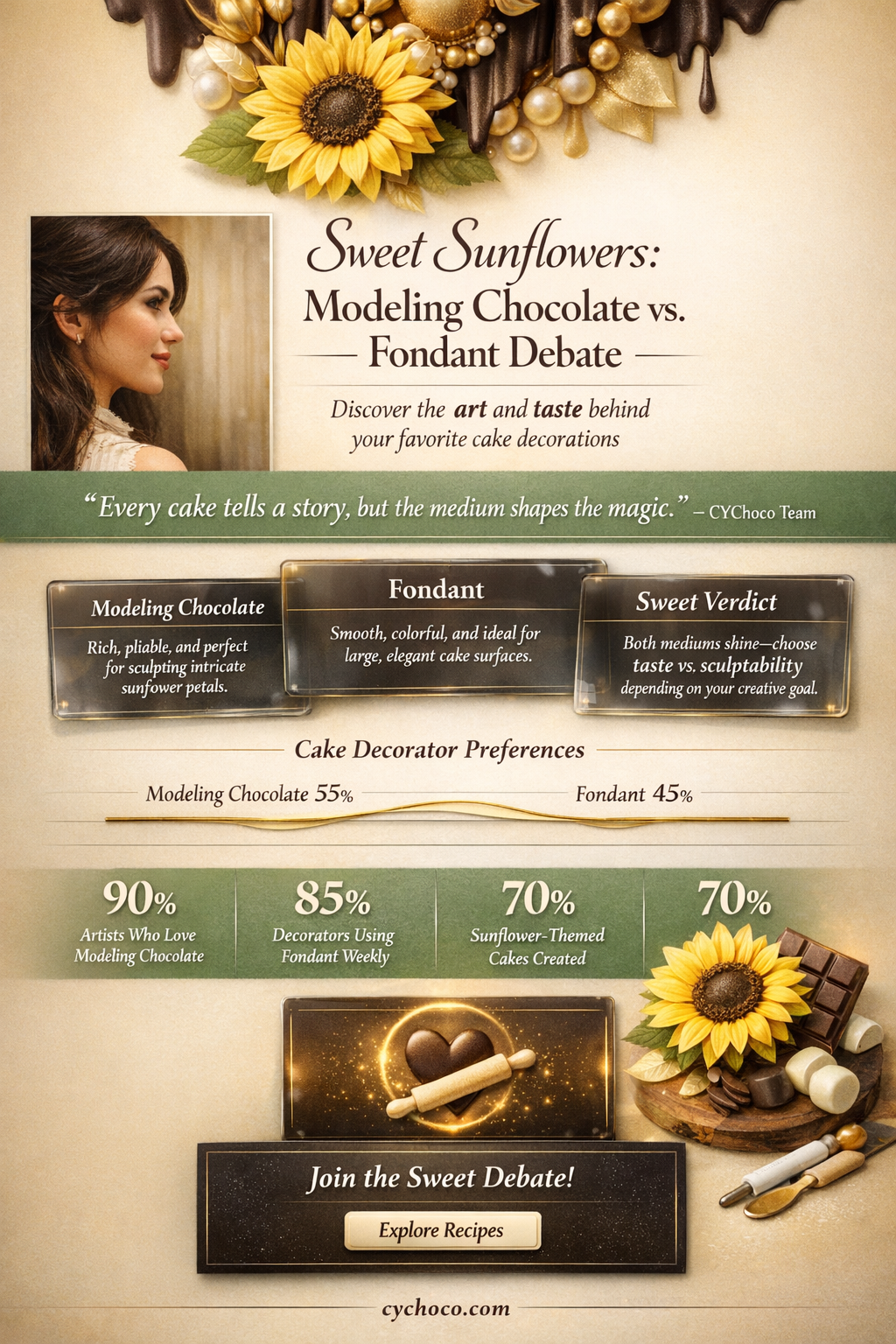 should sunflowers be made of modeling chocolate or fondant
