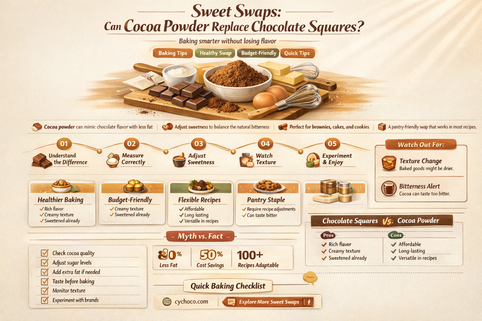 can i substitute cocoa for chocolate squares