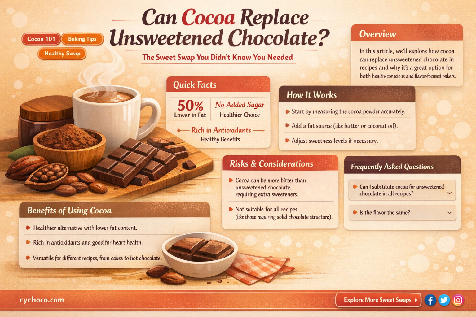 can you substitute cocoa for unsweetened chocolate