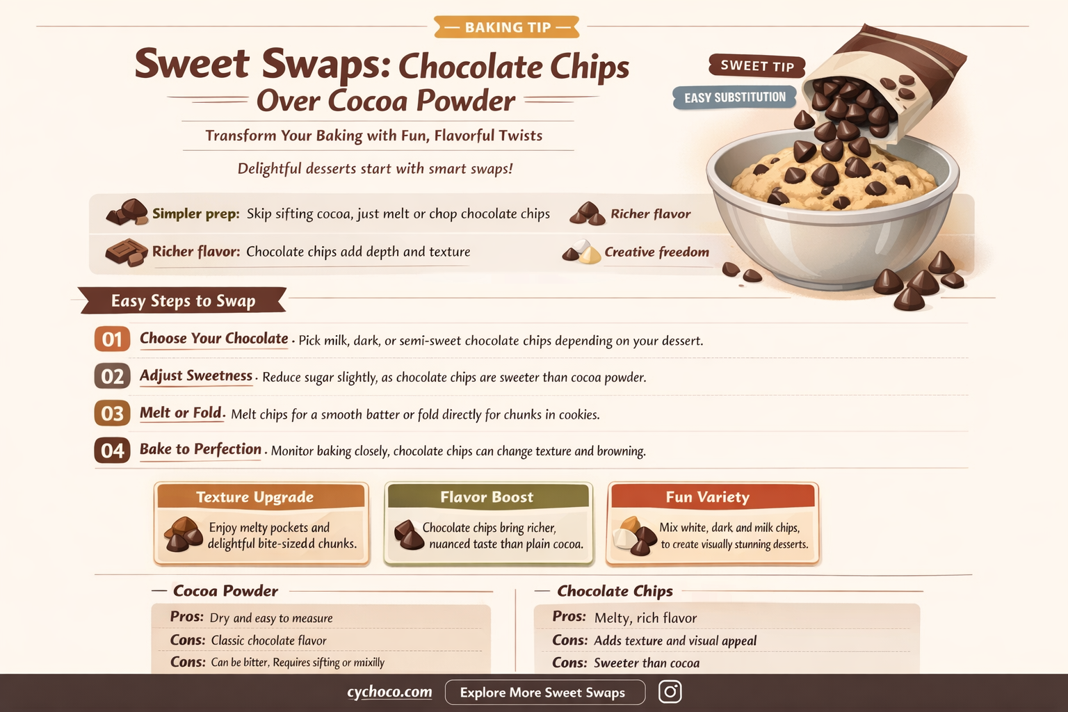 how to substitute chocolate chips for cocoa powder