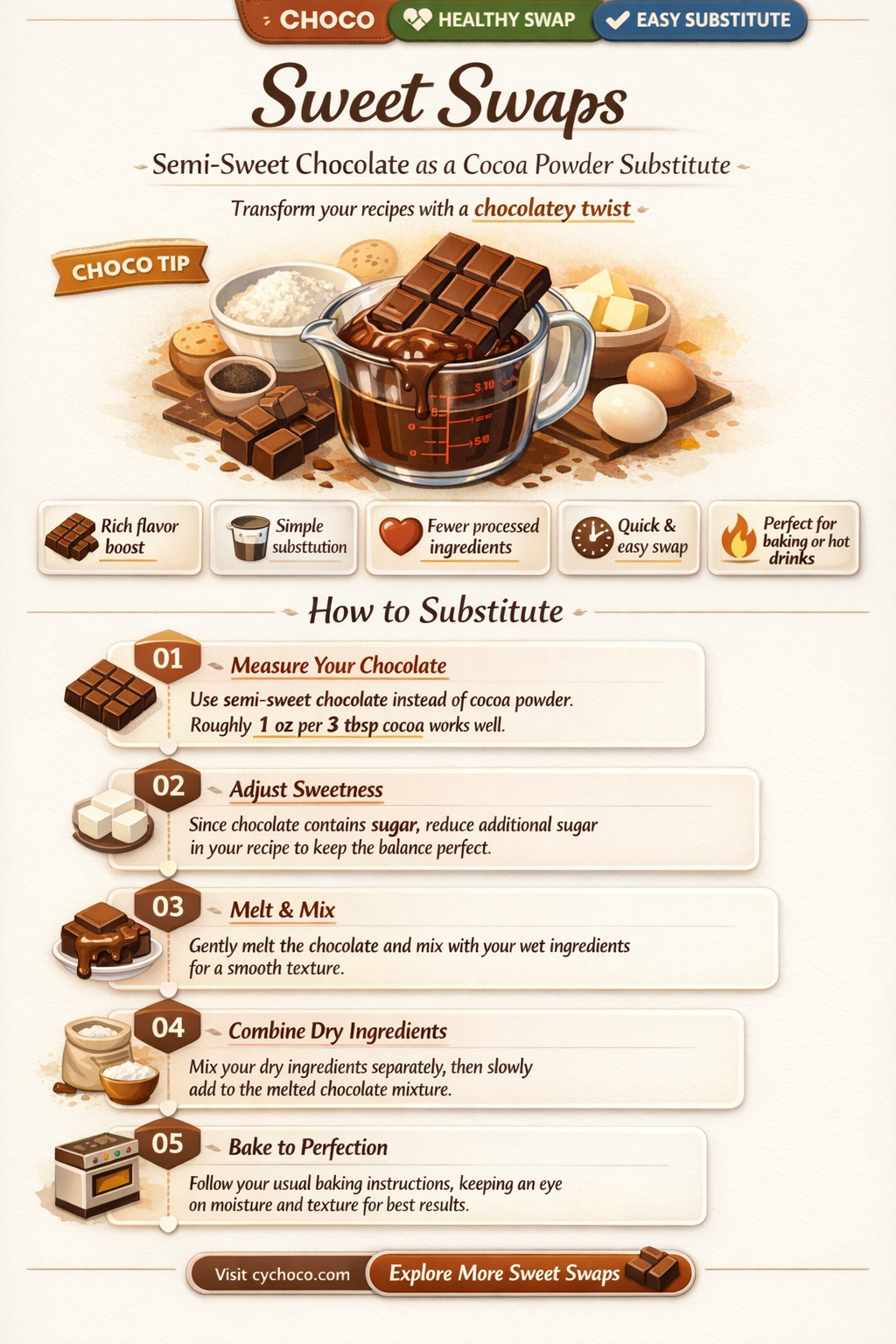 can i substitute cocoa power with semi sweet chocolate