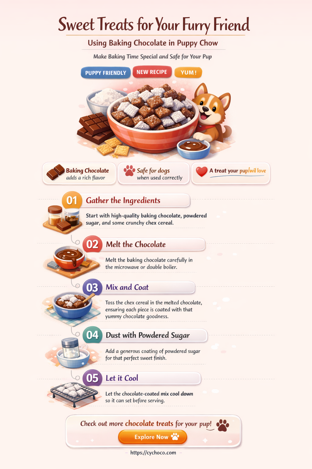 do i use bakibg chocolate for puppy chow