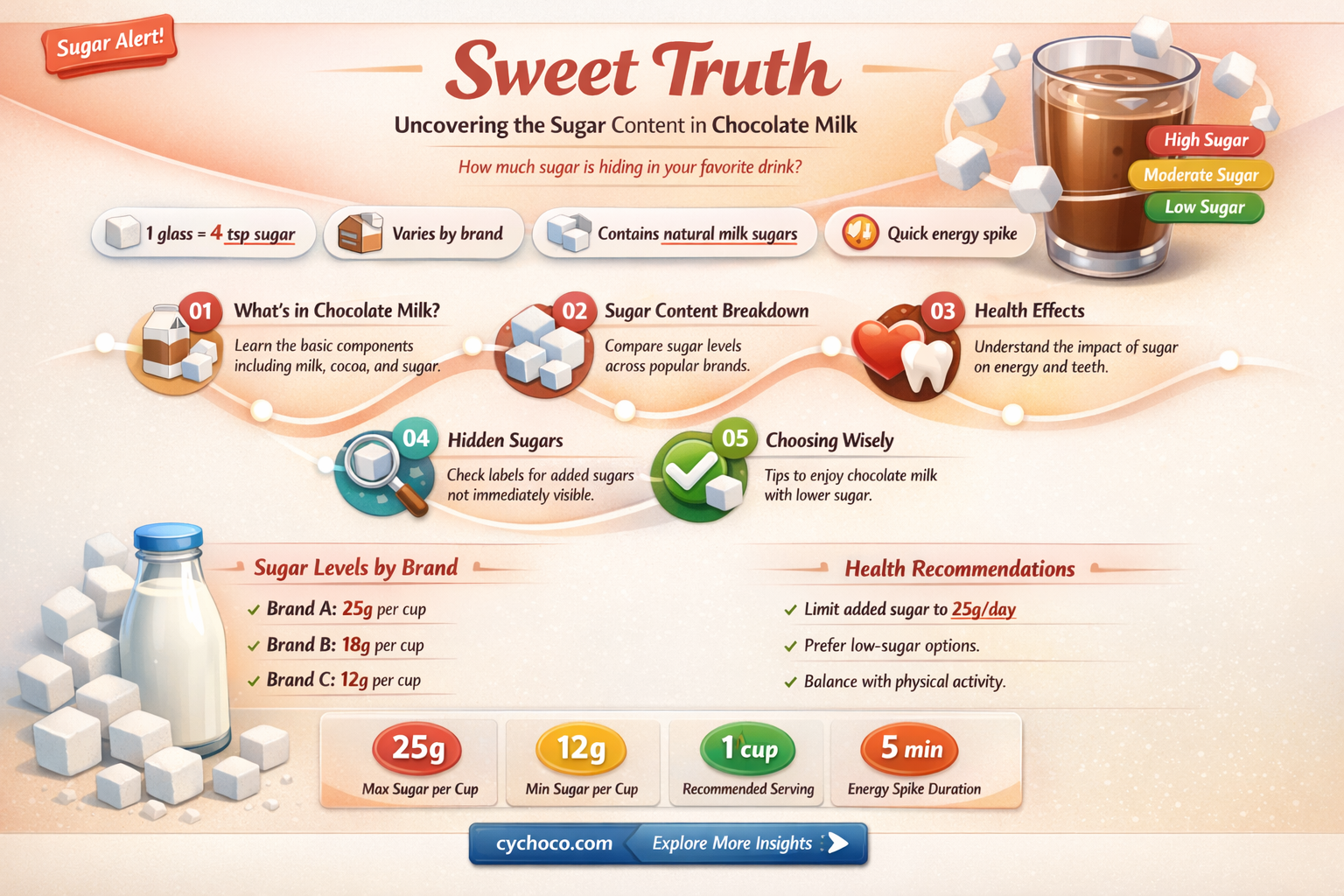 how much sugar is in a glass of chocolate milk