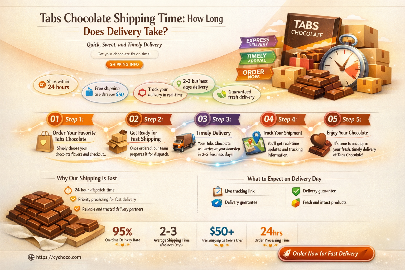 how long does tabs chocolate take to ship
