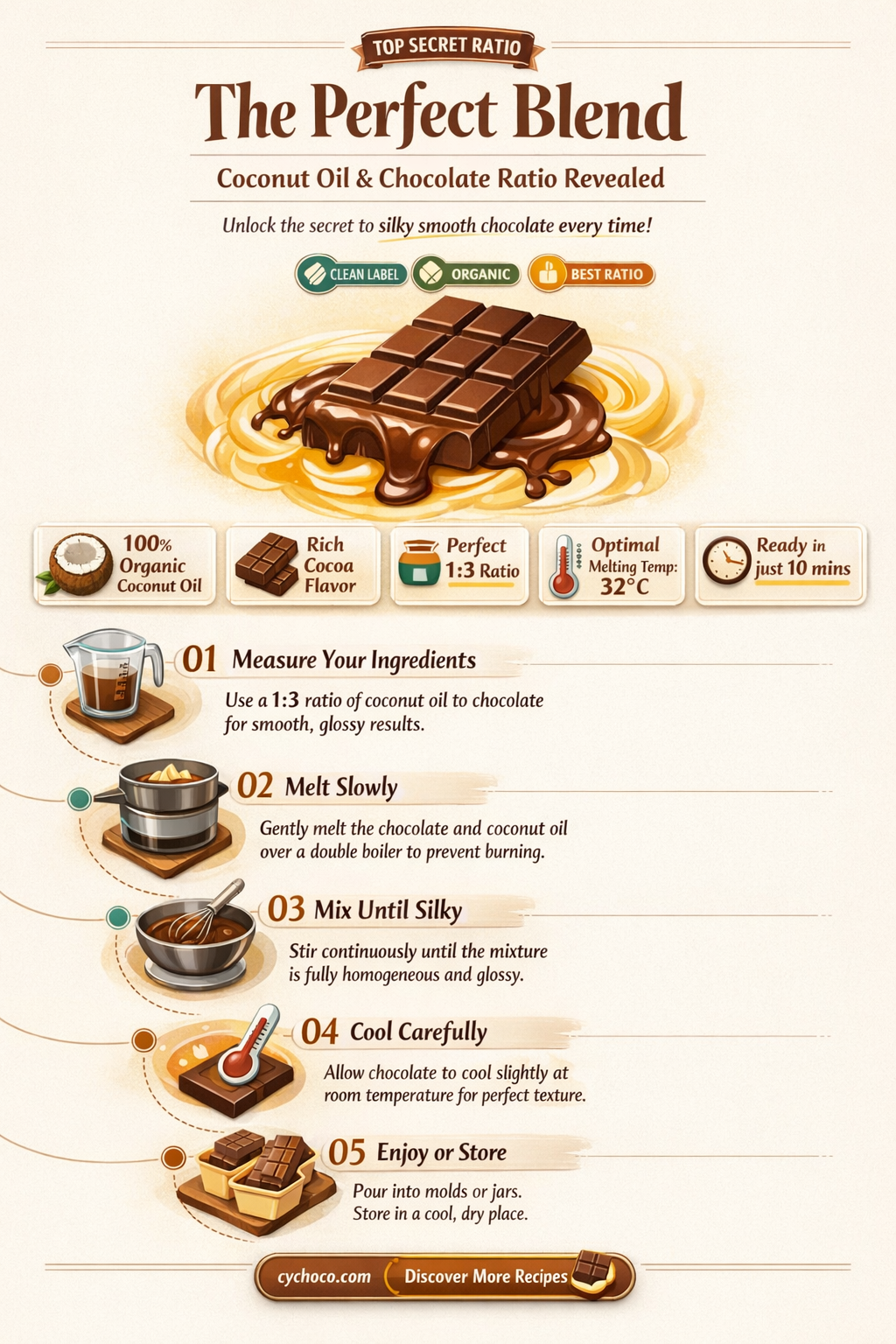 how much coconut oil to mix with chocolate