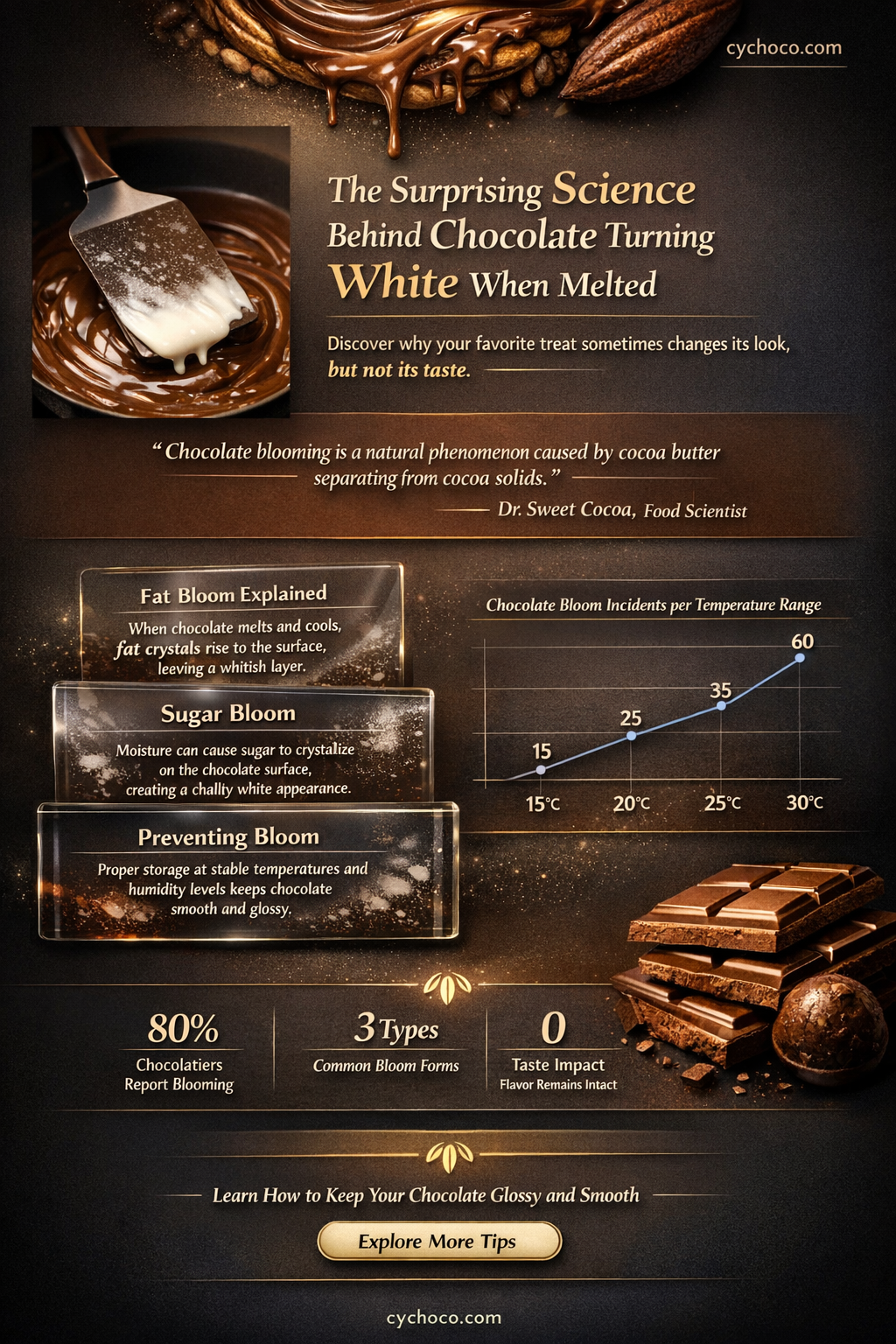 what causes melted chocolate to turn white