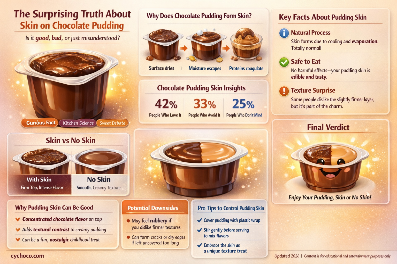 is skin on chocolate pudding good