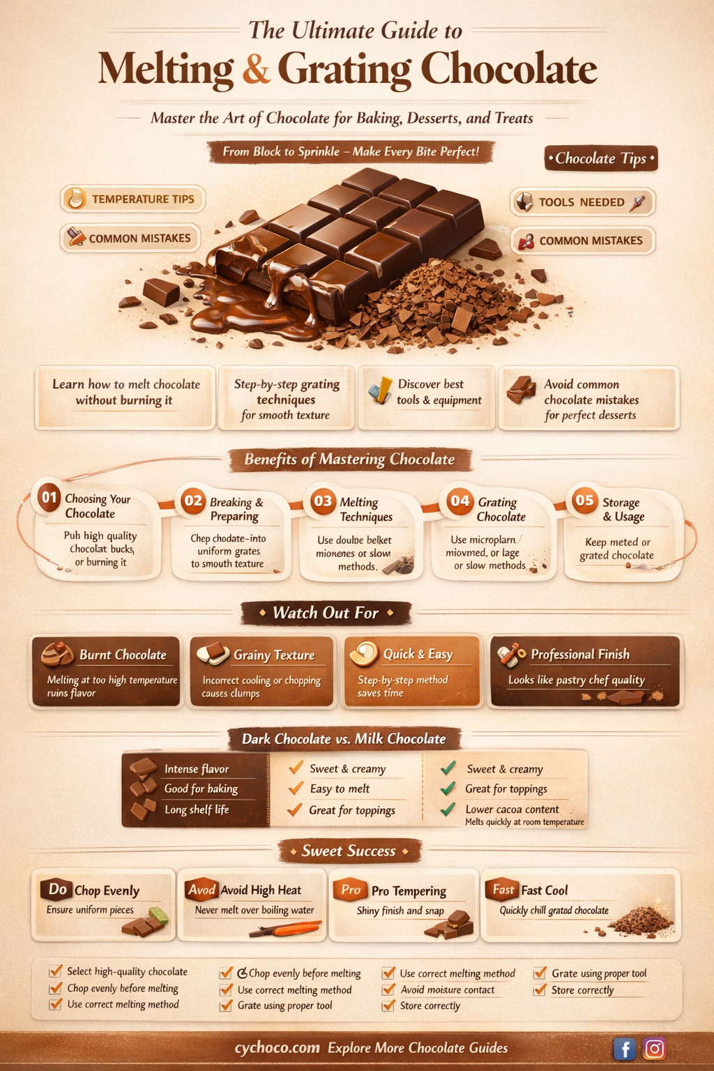what chocolate is used for melting or grating