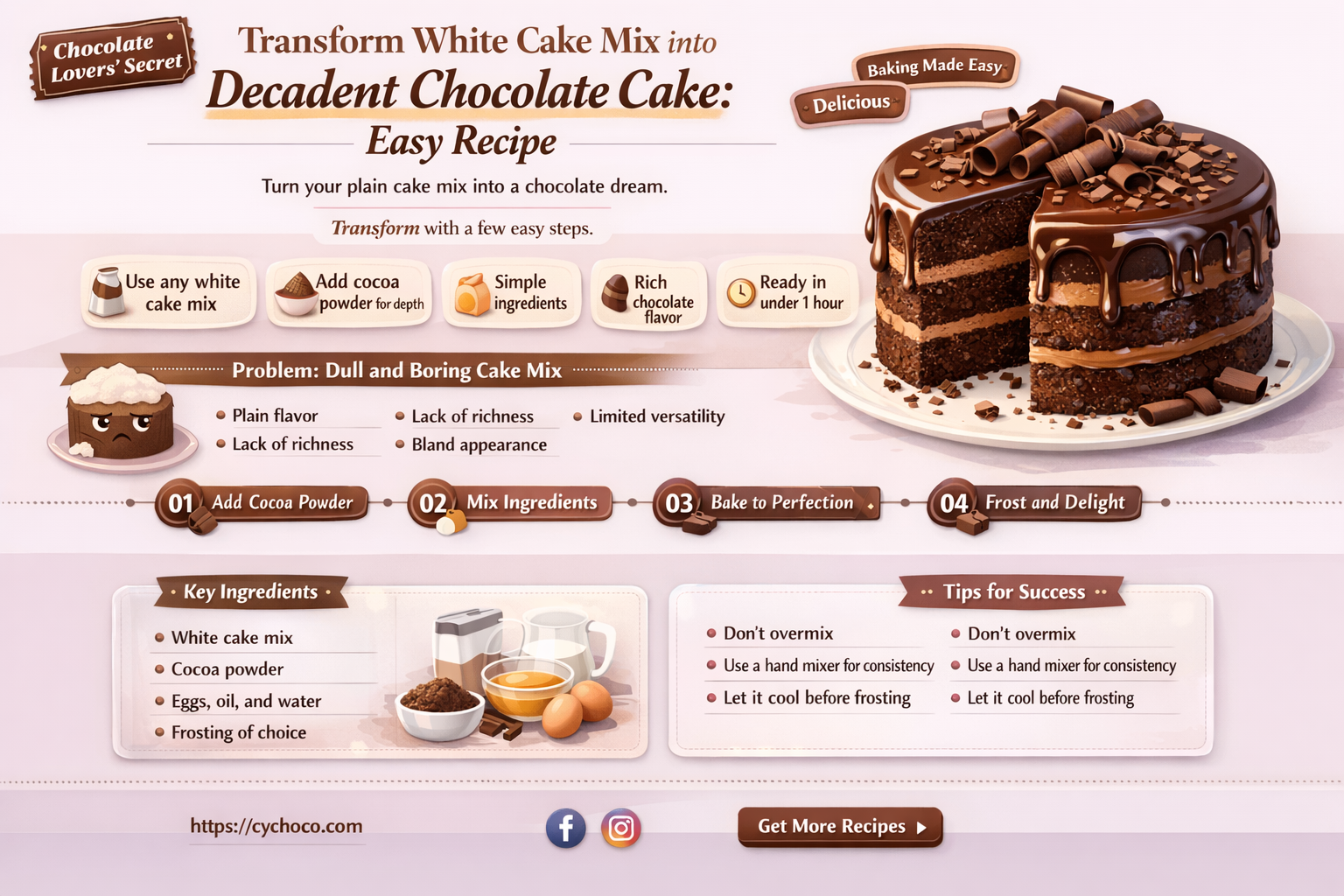 how to make chocolate cake from white cake mix