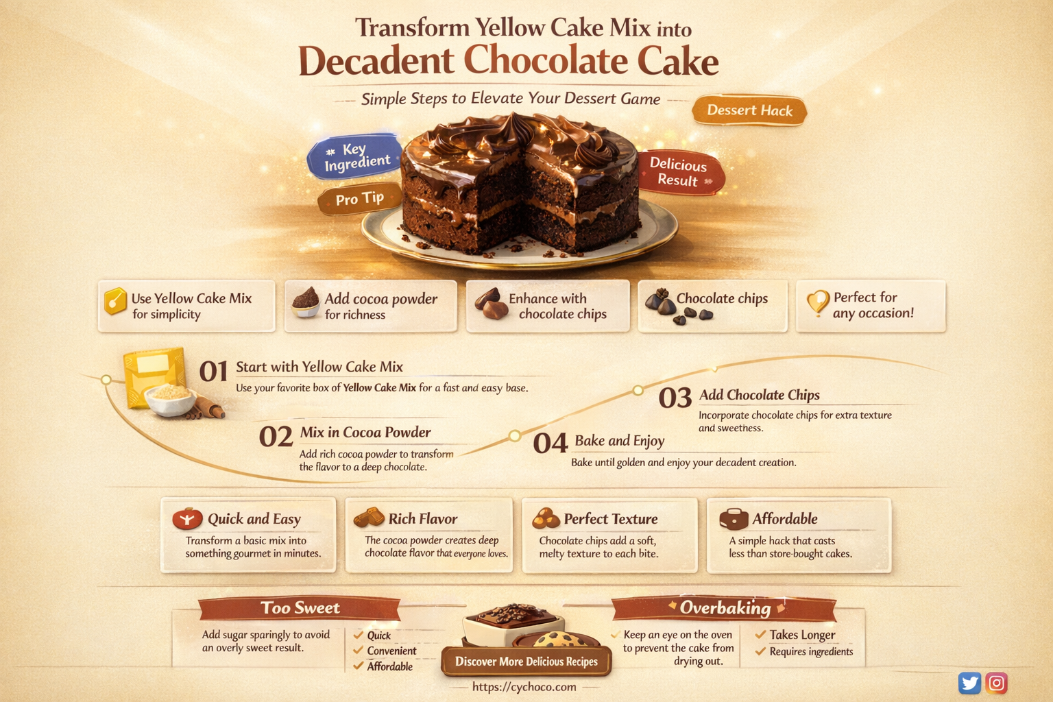 how to turn yellow cake mix into chocolate