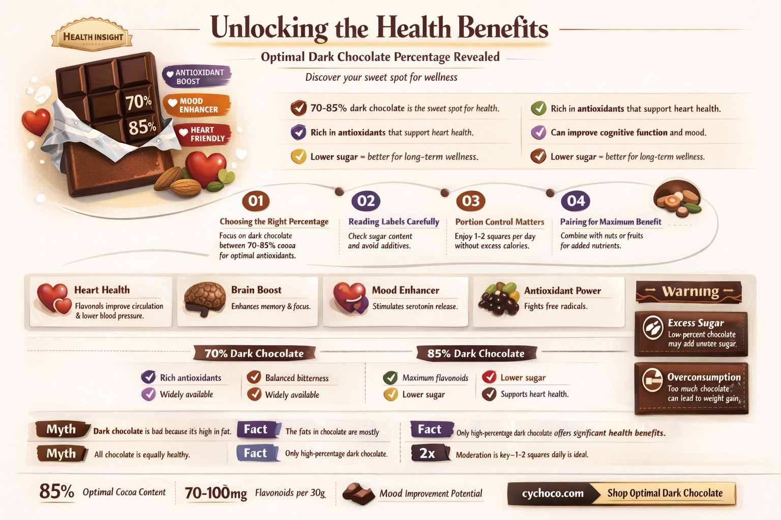 what percentage of dark chocolate is healthiest