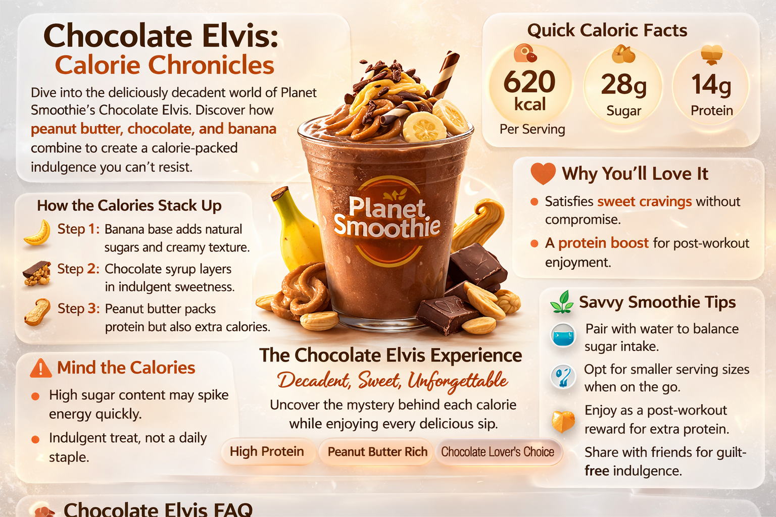how many calories in a planet smoothie chocolate elvis