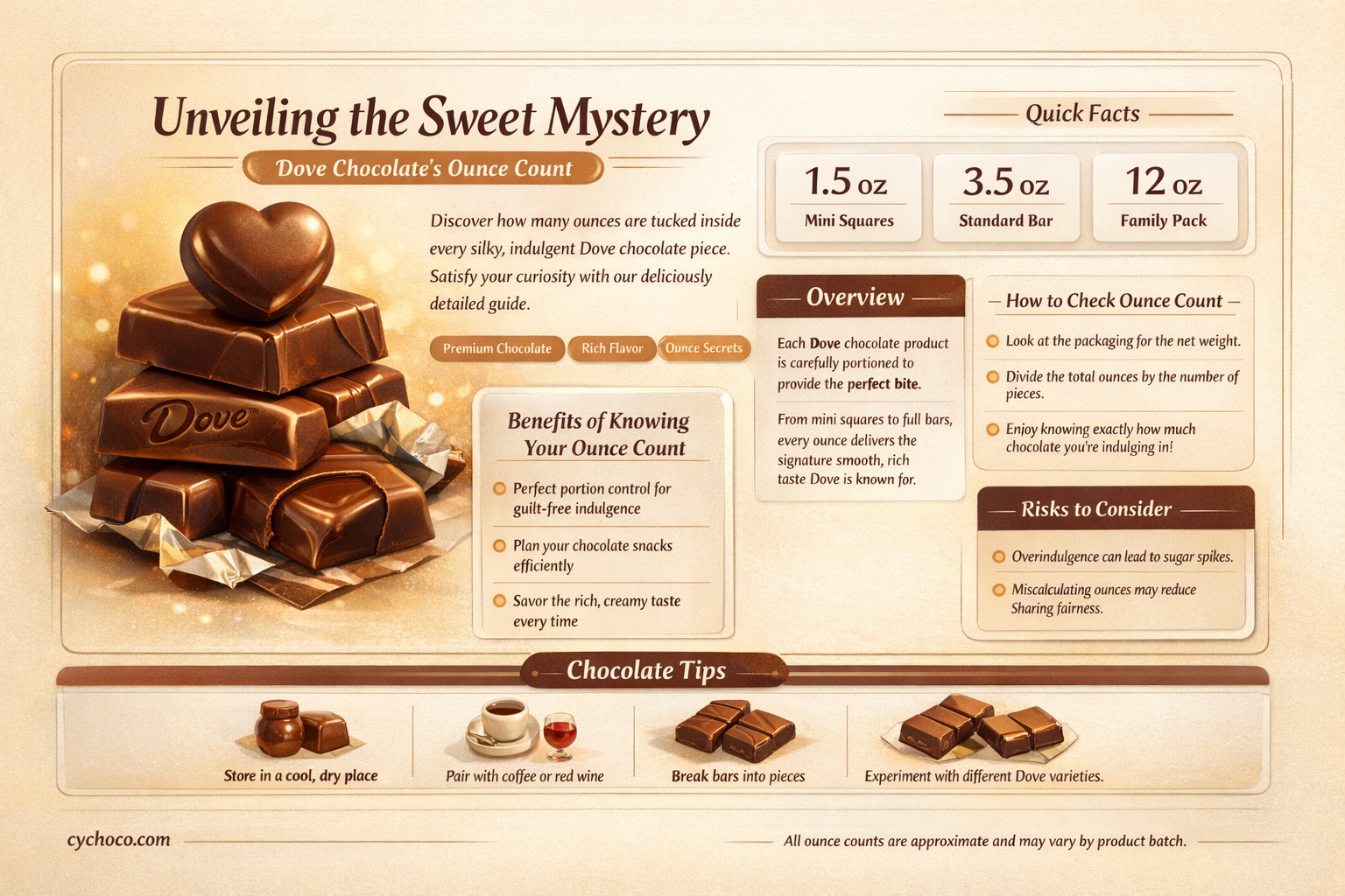 how many ounces is one dove chocolate