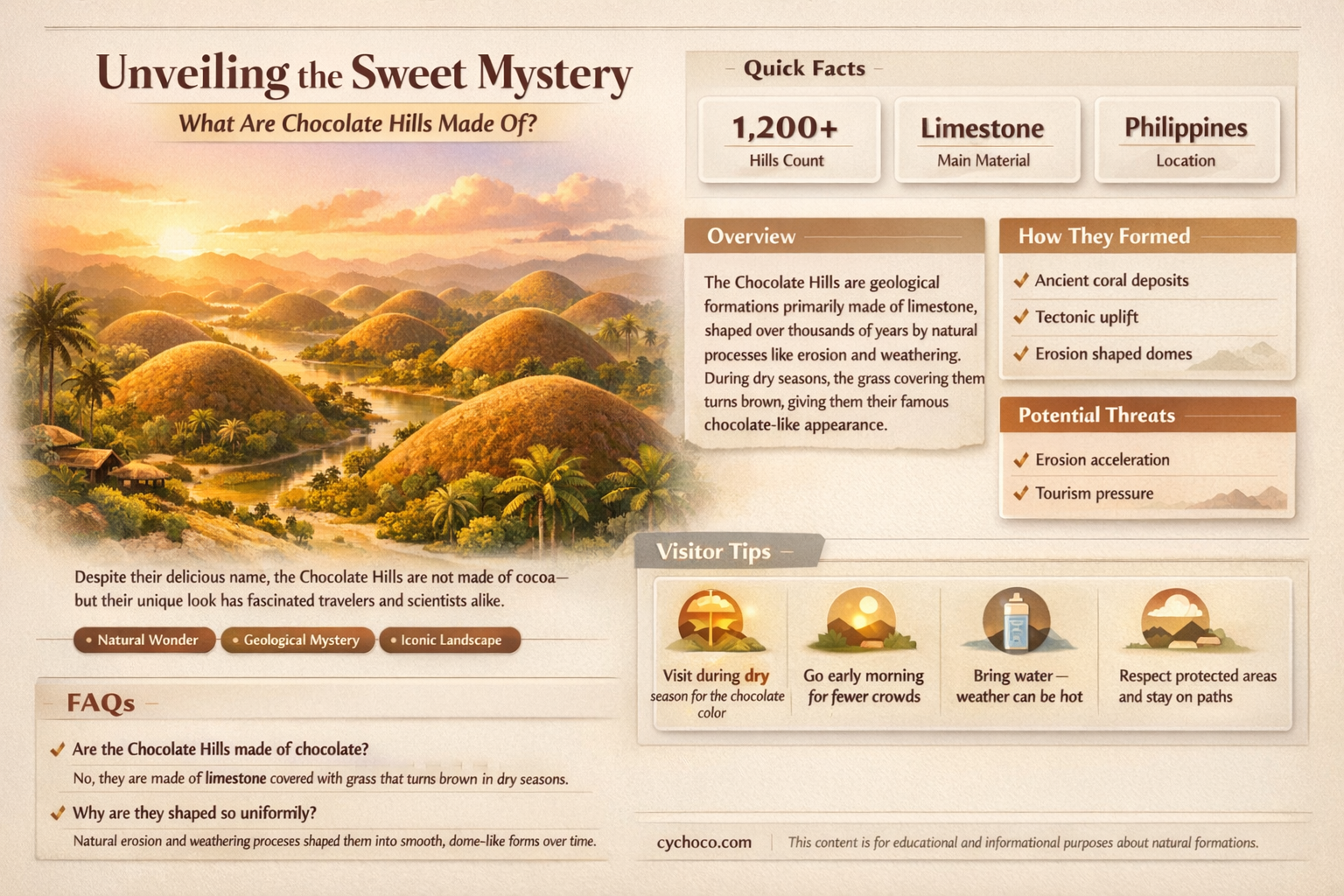 what are the chocolate hills made of