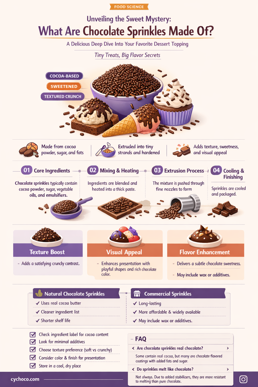 what are chocolate sprinkles made of