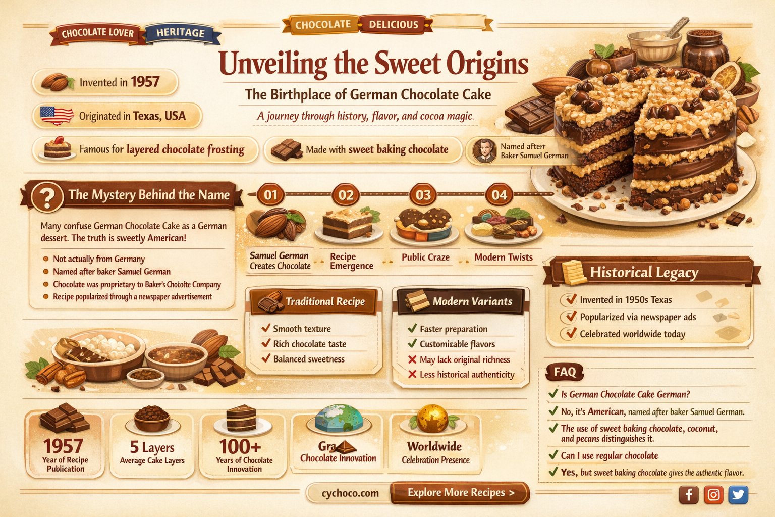 where was german chocolate cake invented