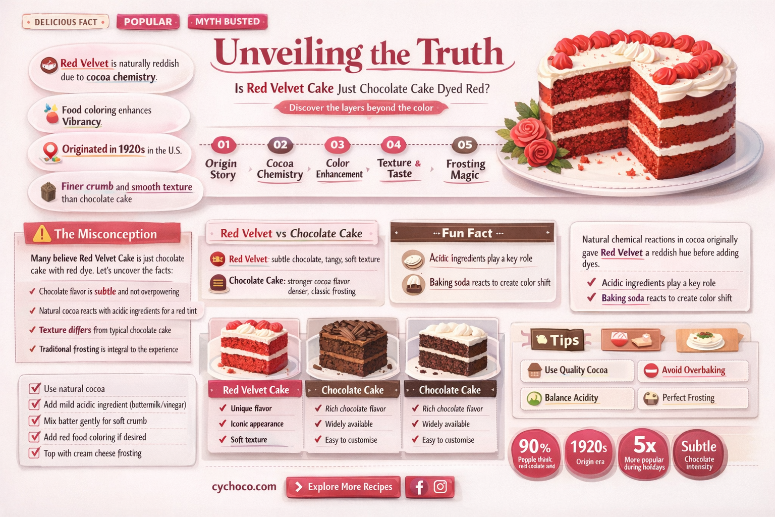 is red velvet cake chocolate cake dyed red