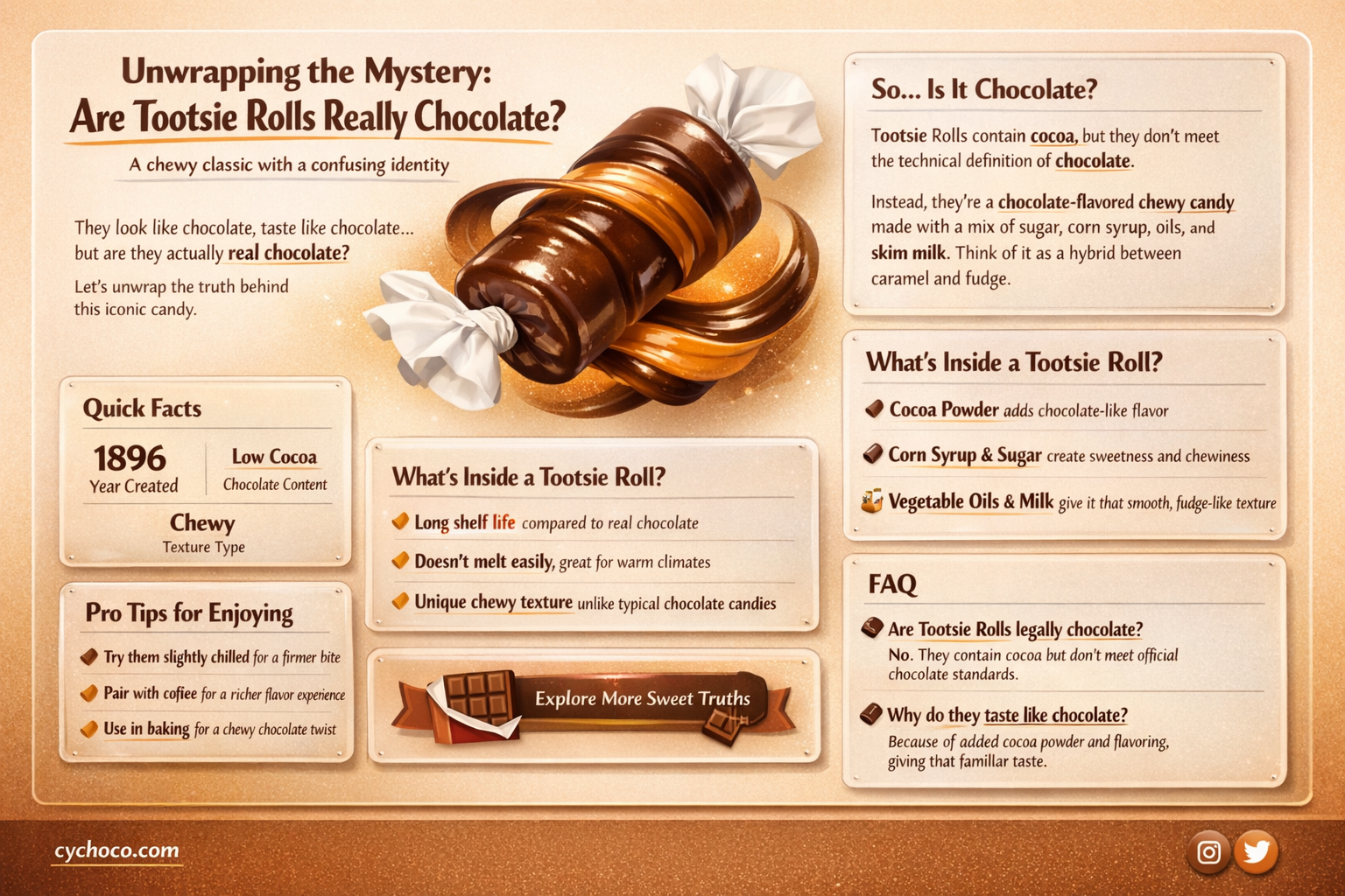 what are tootsie rolls made of chocolate