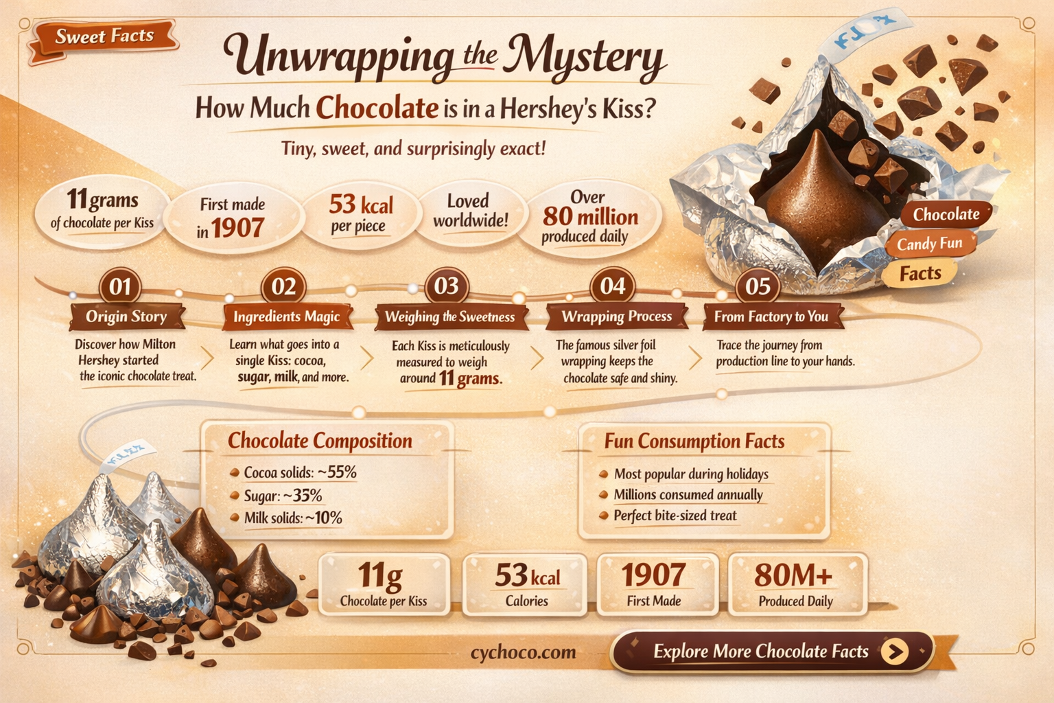 how much chocolate in hershey kiss