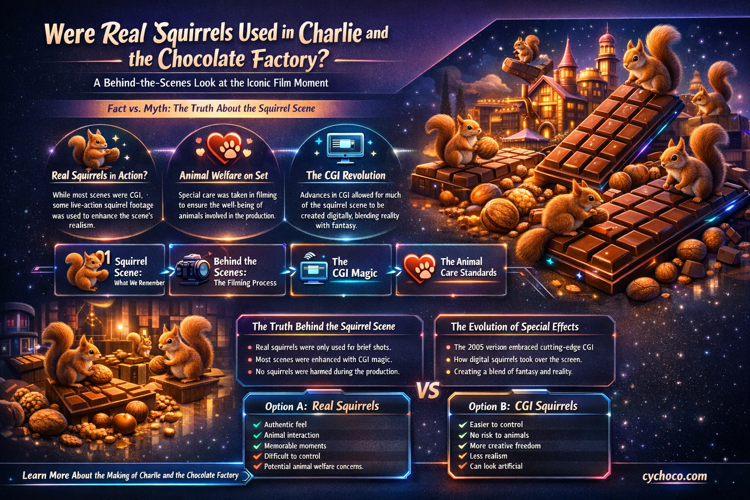 did charlie and the chocolate factory use real squirrels