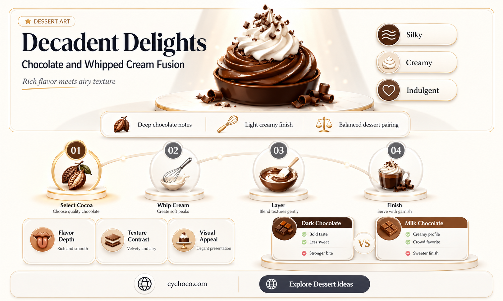 what happens if you mix melted chocolate with whipped cream