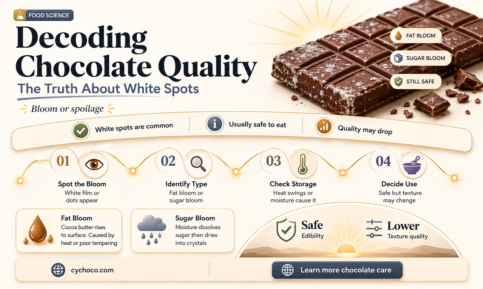 is it safe to eat chocolate with white spots