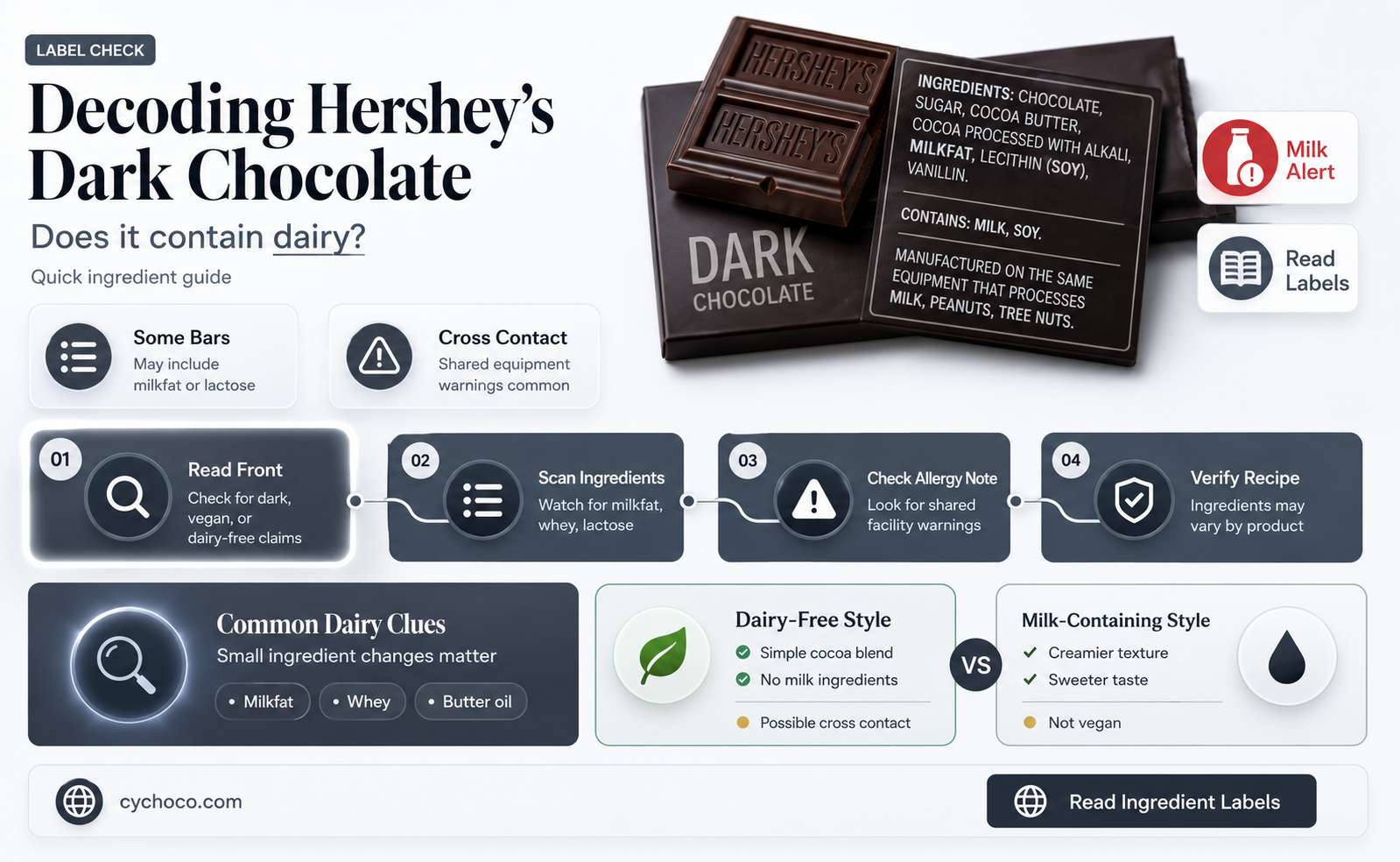 does hershey dark chocolate have dairy