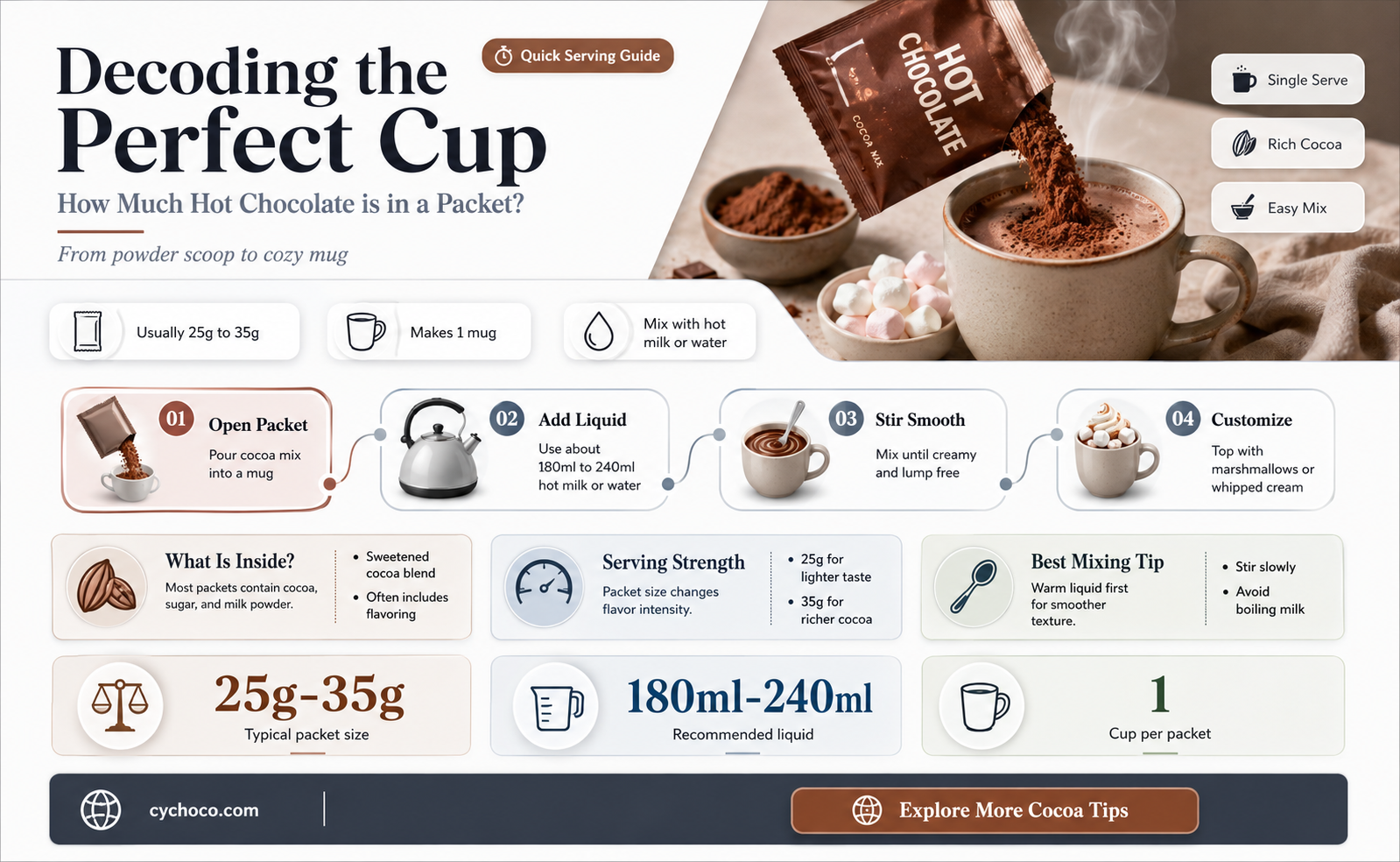 how much hot chocolate is in a packet