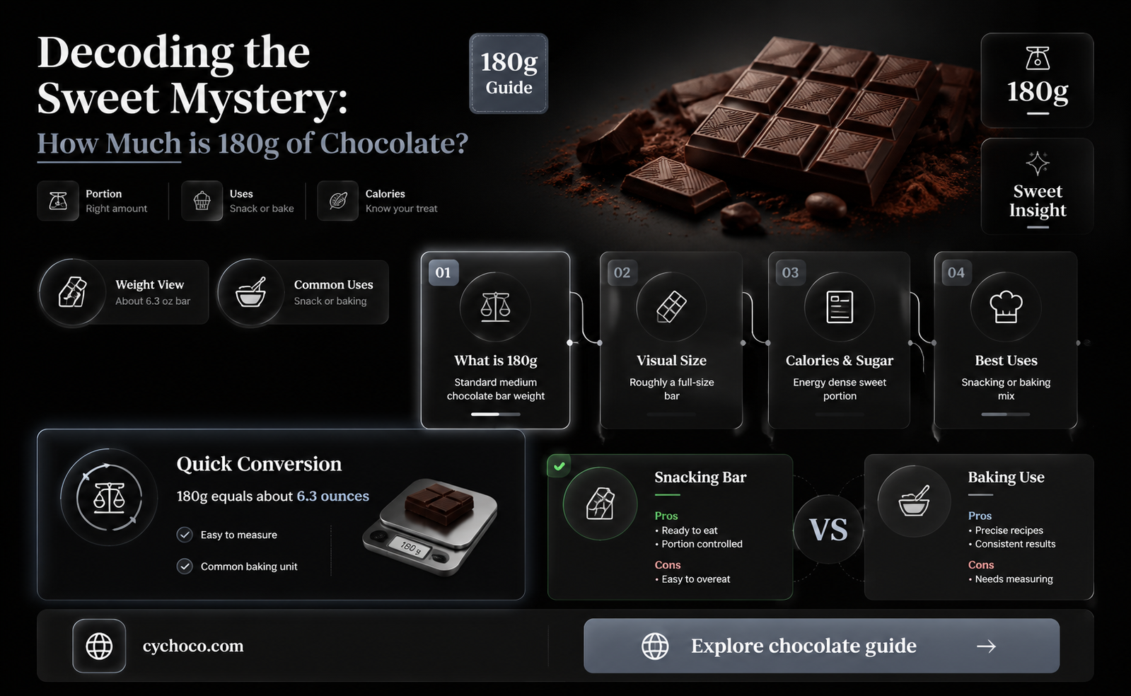 how much 180g of chocolate