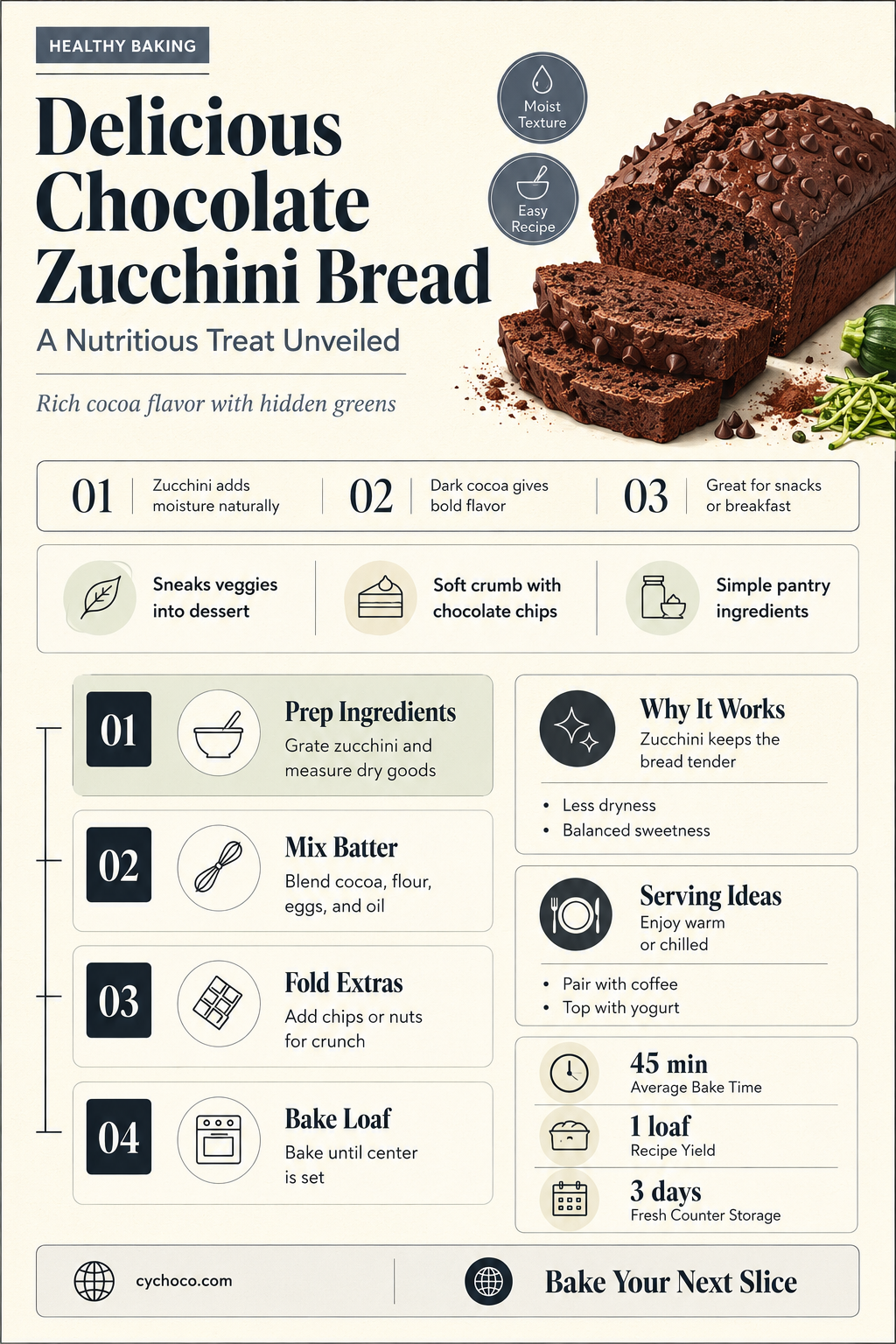 how many calories in a slice of chocolate zucchini bread