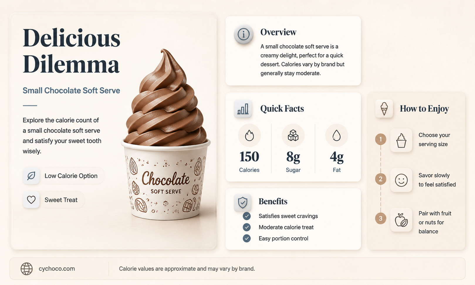 how many calories in a small chocolate soft serve