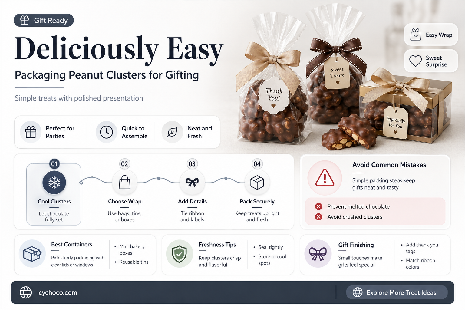 how to package chocolate covered peanut clusters