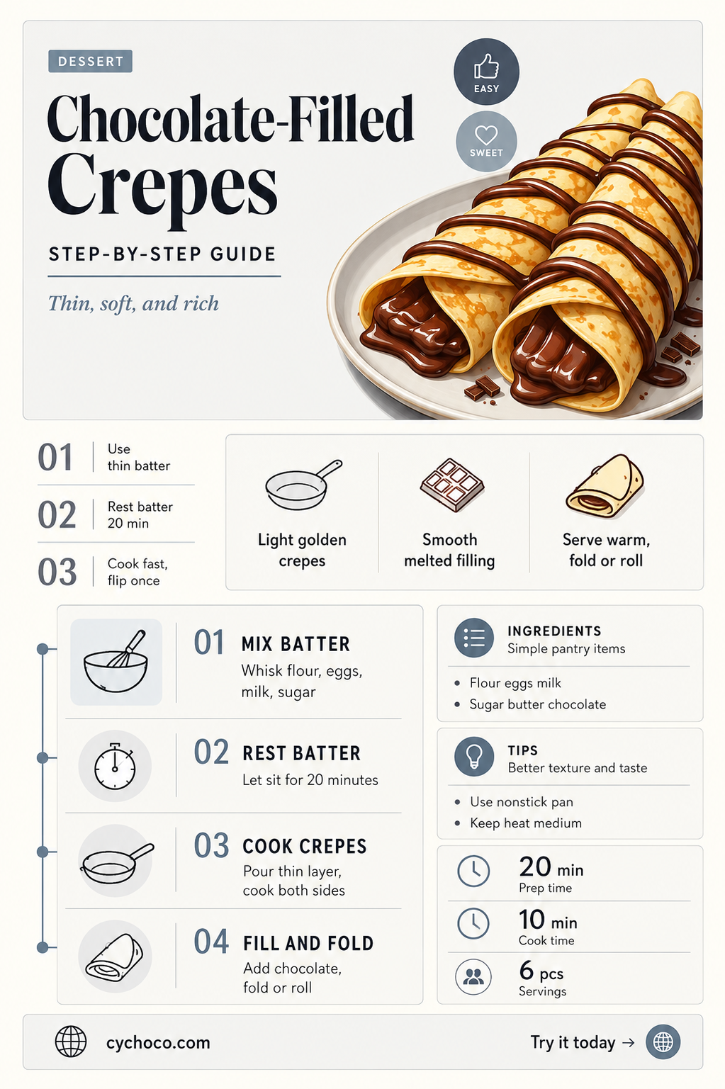 how to make chocolate filled crepes