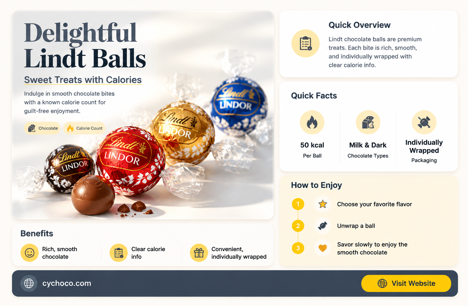 how many calories in a small lindt chocolate ball