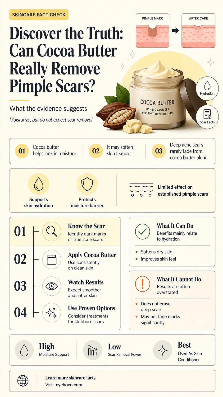 does cocoa butter remove pimple scars