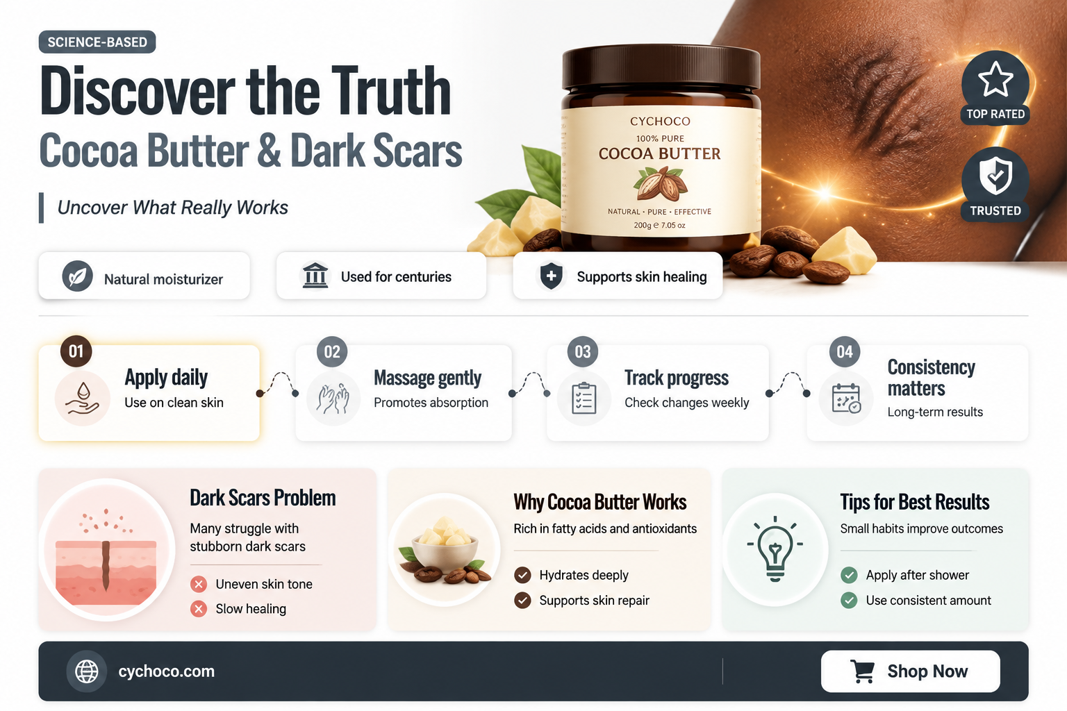 does cocoa butter get rid of dark scars
