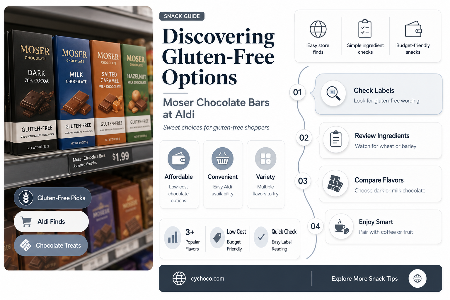 is moser chocolate bars at aldis gluten free