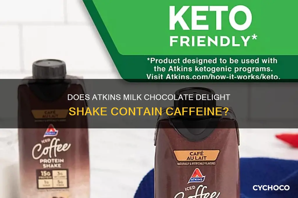 does atkins milk chocolate delight shake have caffeine