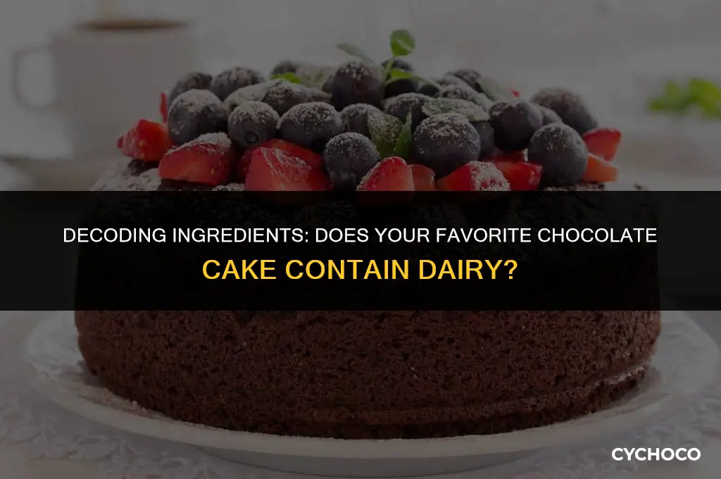 does chocolate cake have dairy
