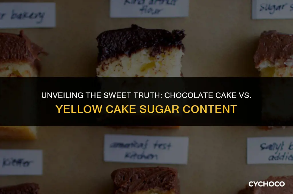 does chocolate cake have more sugar than yellow