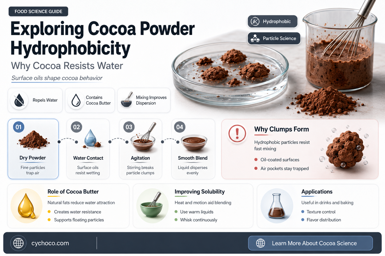 is cocoa powder hydrophobic