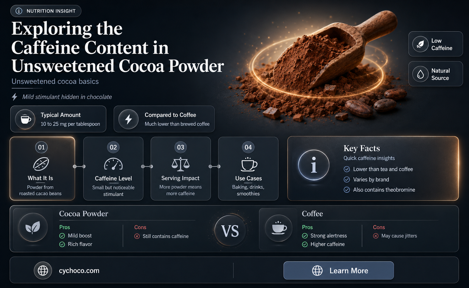 does unsweetened cocoa powder have caffeine