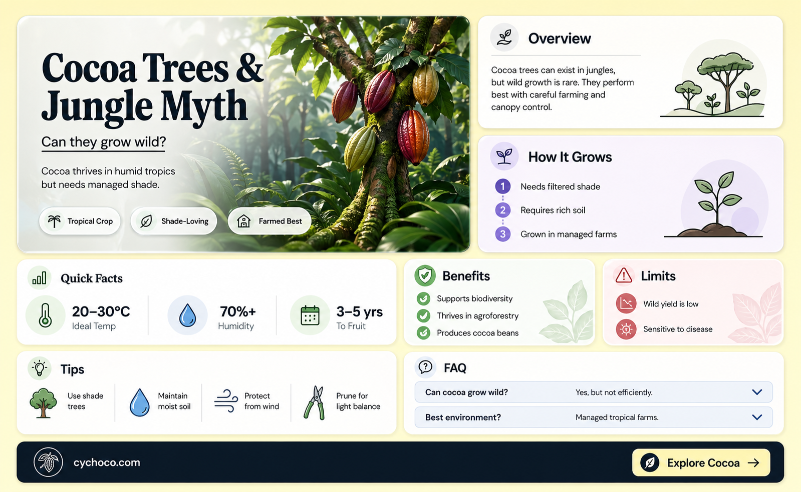 can cocoa beans grow on planted jungle trees