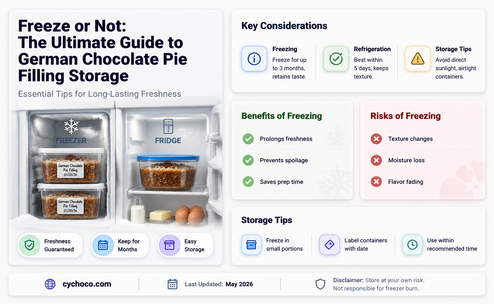 can german chocolate pie filling be frozen for later