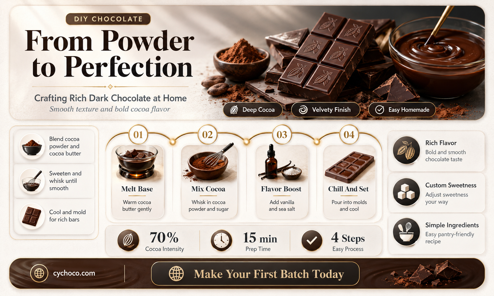 how to make dark chocolate from cocoa powder