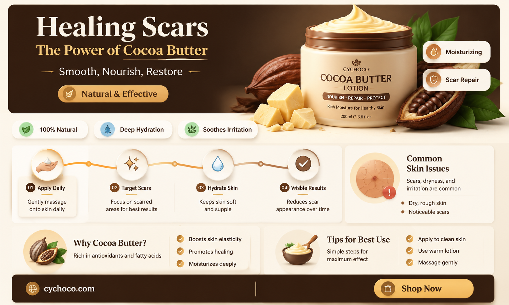 does cocoa butter lotion get rid of scars