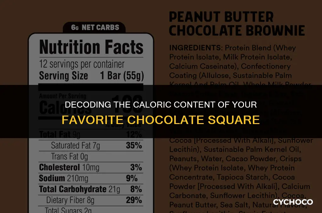 how many calories in a square of chocolate