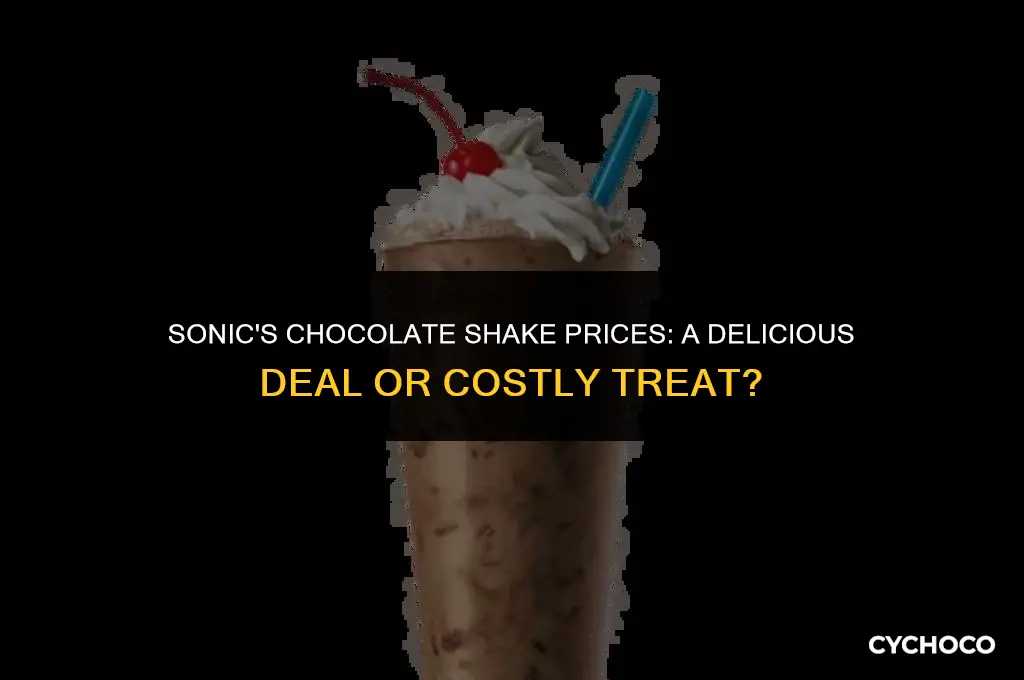 how much are chocolate shakes at sonic