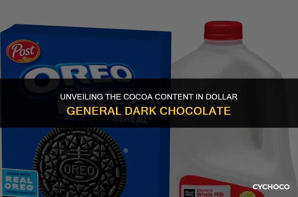 how much cocoa is in dollar general dark chocolate