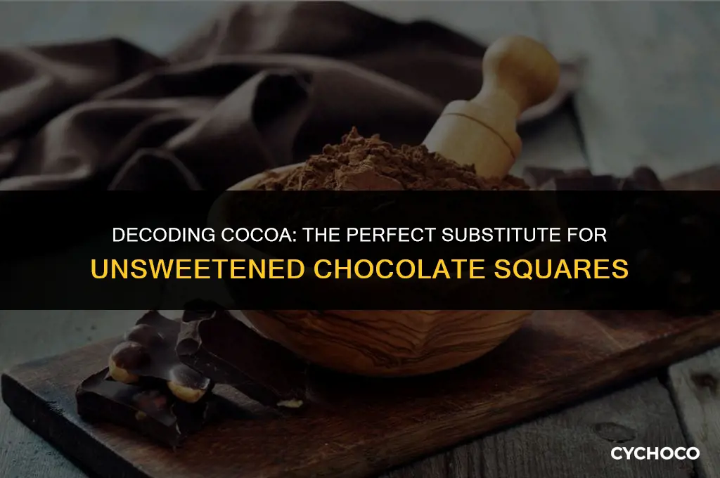 how much cocoa replaces 2 squares unsweetened chocolate